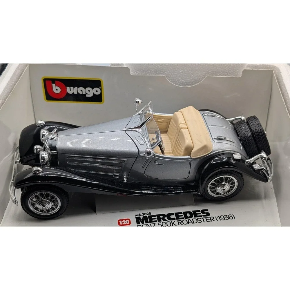1990s Burago 3020 Mercedes Benz 500K Roadster 1936 Diecast Model Car 1/18 Scale